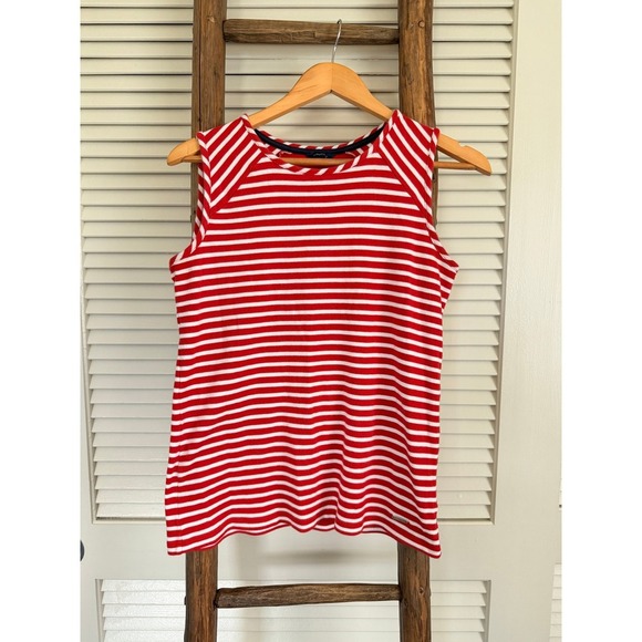 Nautica Red Striped Sleeveless Tank Top Women's Size S Casual Summer - Picture 1 of 2